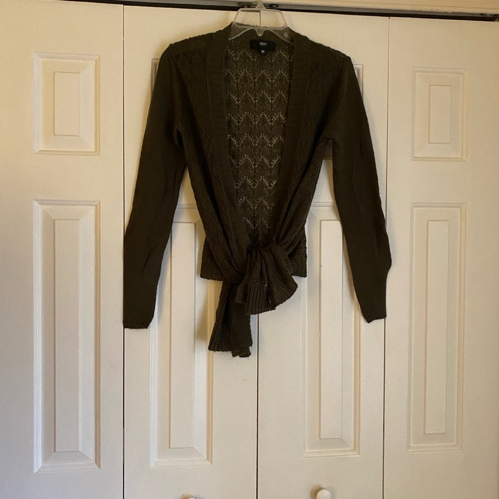 Massimo Olive Open-Front Cardigan